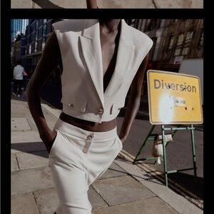 Zara Cream Women's Trousers and Vest Set